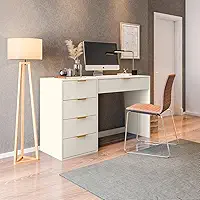 Mesa Escrivaninha com e Porta Objetos Vita 5 Gavetas 136cm Yescasa Off White Off White