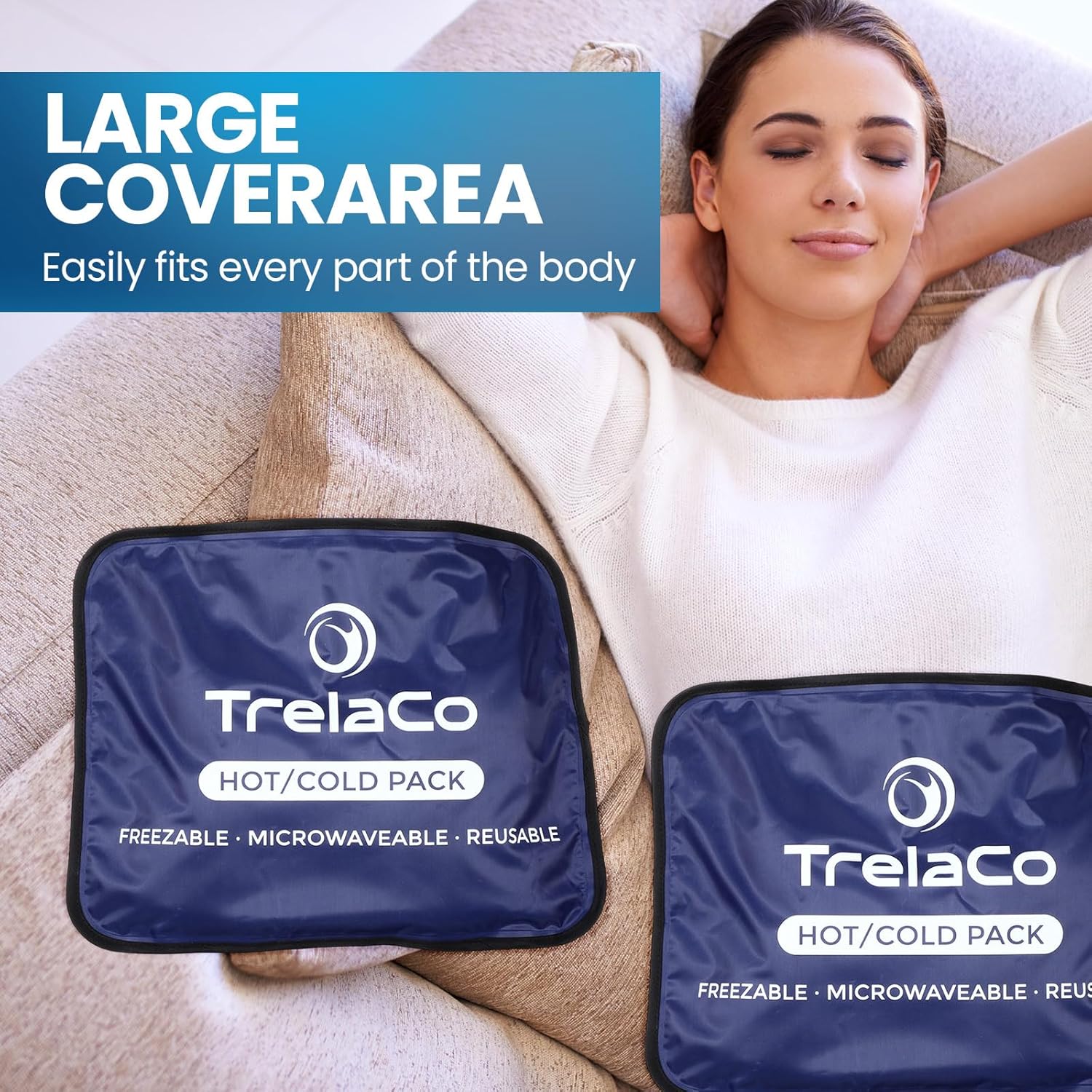 TrelaCo 4 Pcs Large Gel Soft Flexible Ice Packs for Injuries, 14" x 11"Large Ice Packs for Injuries Reusable, Cold Compress Hot Therapy, for Pain Relief Wisdom Teeth First Aid Neck Head Arms Legs
