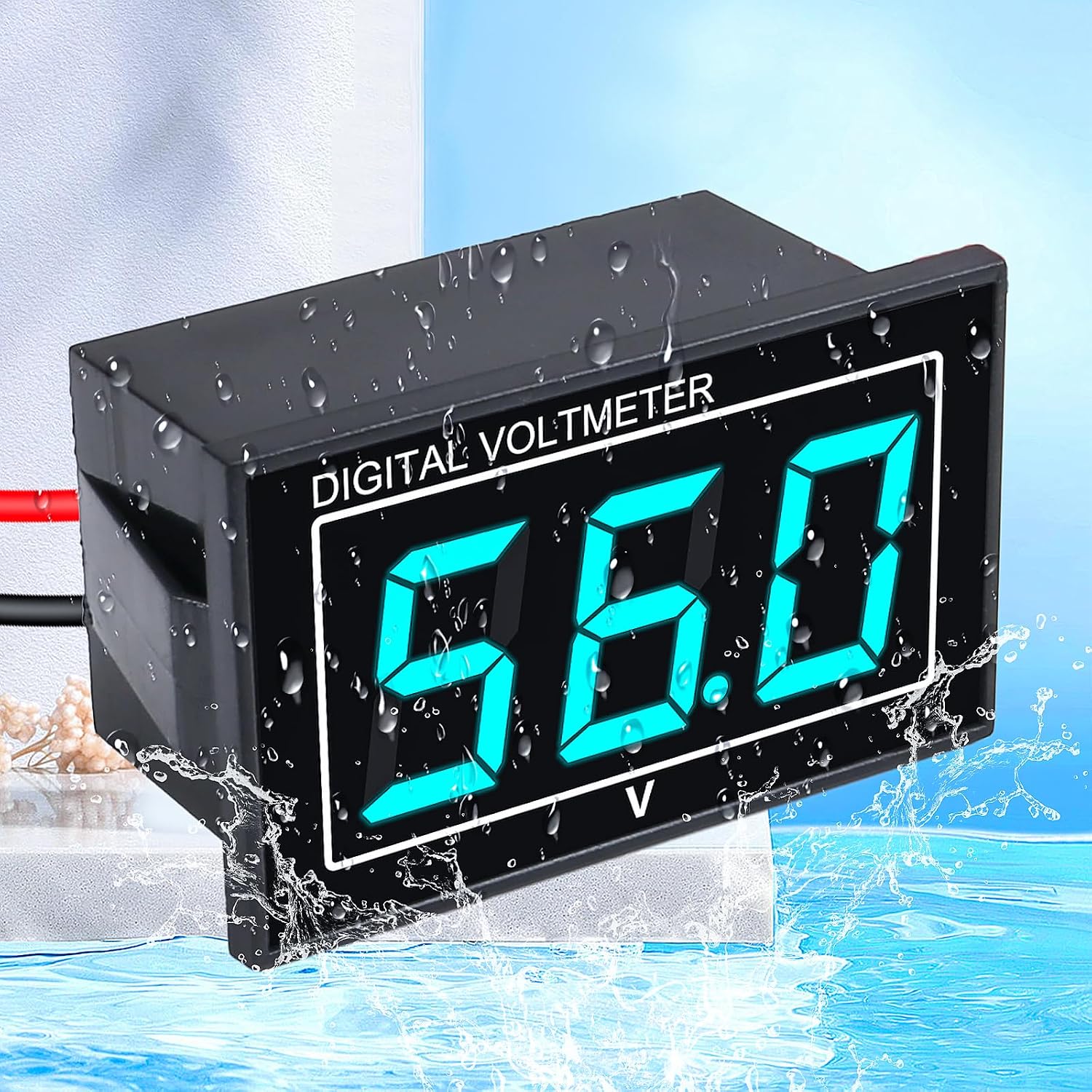 2PCS Digital Voltmeter DC 12V 24V Car LED Digital Volt Meter Battery Gauge Voltage DC5-130V 0.56" Waterproof Battery Monitor for Golf Cart Club Car Bicycle Motorcycle(Blue)