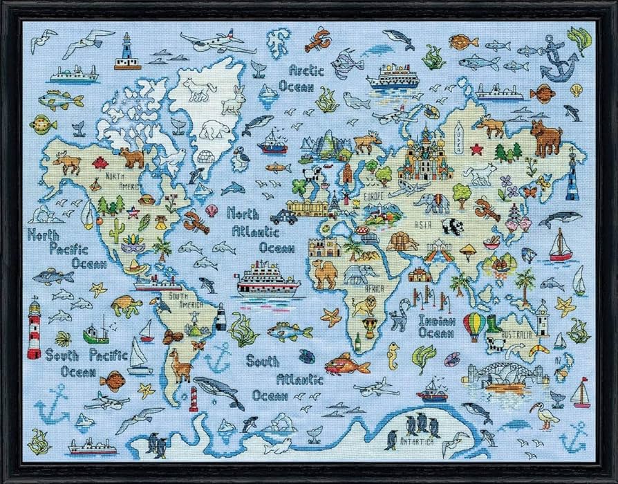 Amazon | Design Works クロスステッチ 刺繍キット“世界地図