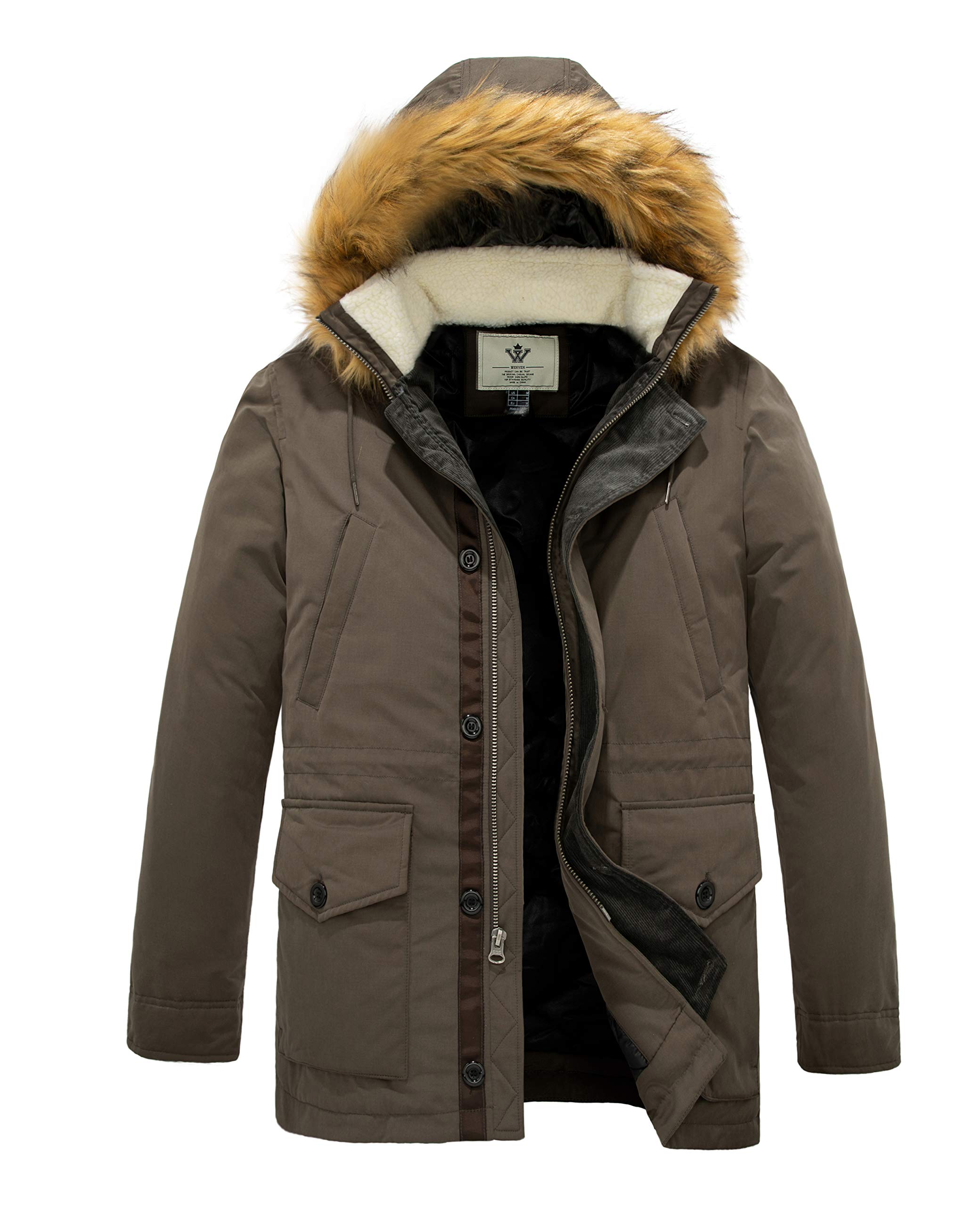 WenVenMen's Winter Warm Thickened Waterproof Parka Jacket Fur Hooded Coat