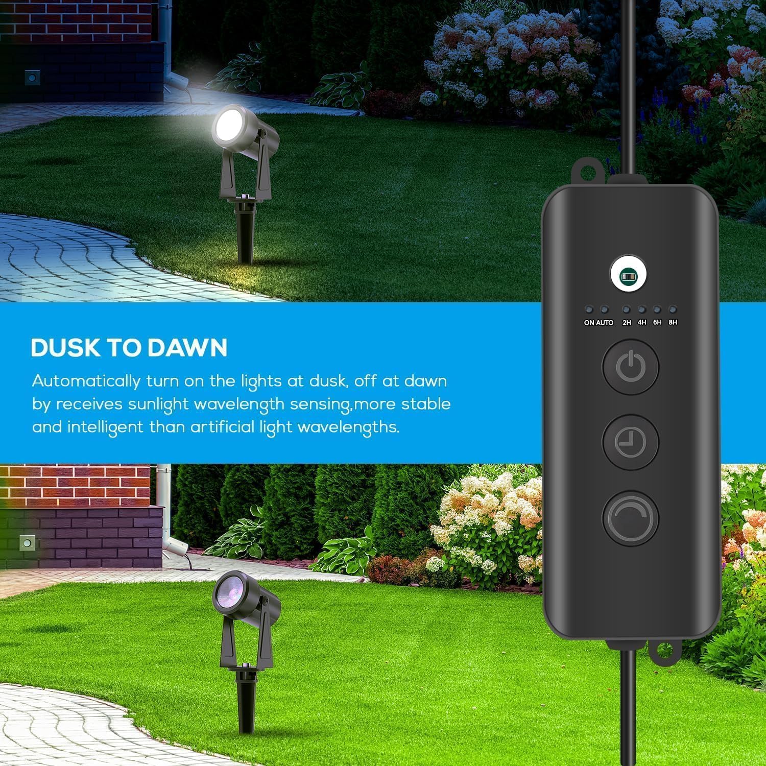 SUNTHIN Outdoor Landscape Lighting with Dusk to Dawn Sensor Controller, 16 Pack