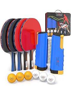 NIBIRU SPORT Professional Ping Pong Paddle Set with Retractable Net (Bracket Clamps), Balls, and Posts (4-Star) Regulation Table Tennis Accessories, Advanced Home Indoor or Outdoor Play, Storage Case
