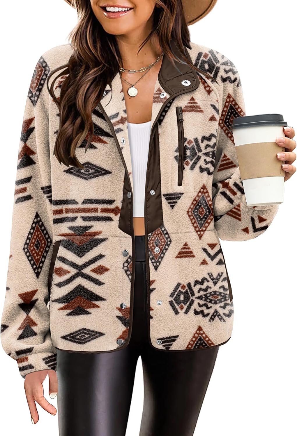 Zeagoo Women’s Cozy Fleece Jacket Western Aztec...