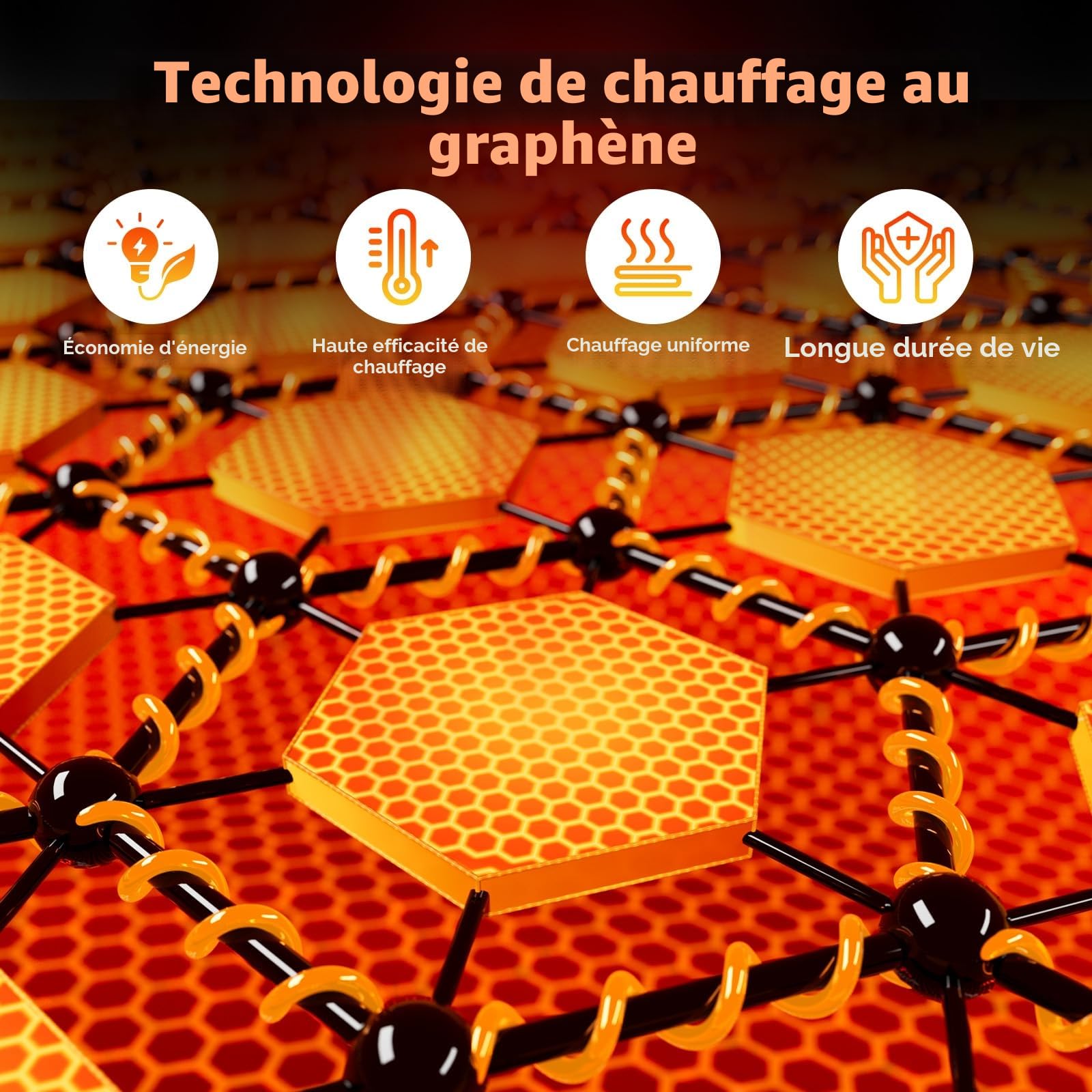 Graphène Ceinture Chauffante Lombaire avec Batterie 5000mAh, Coussin Chauffant avec 3 Niveaux de Température, Ceinture Lombaire Chauffante avec Arrêt Automatique