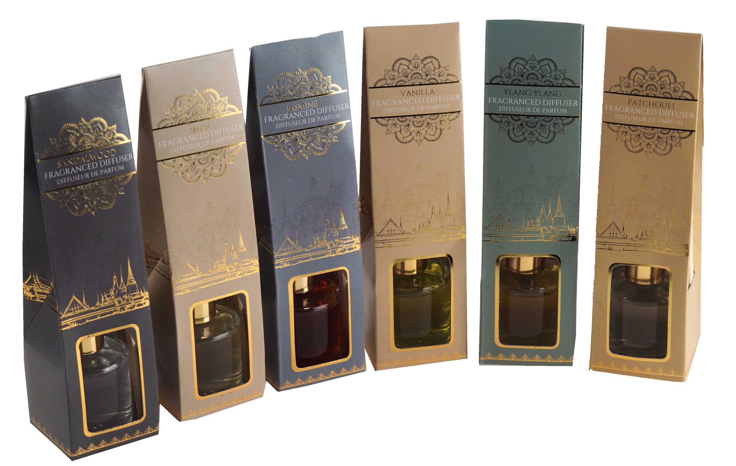 SiL Interiors Scented Reed Diffuser Home Fragrance Kits - Complete Set of 6 - Bulk Buy Value