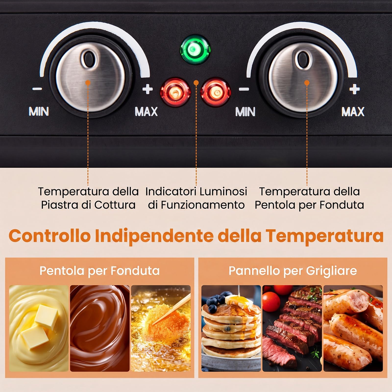 COSTWAY 2200W 3 in 1 Set Griglia per Raclette e Fonduta, per 8 Persone