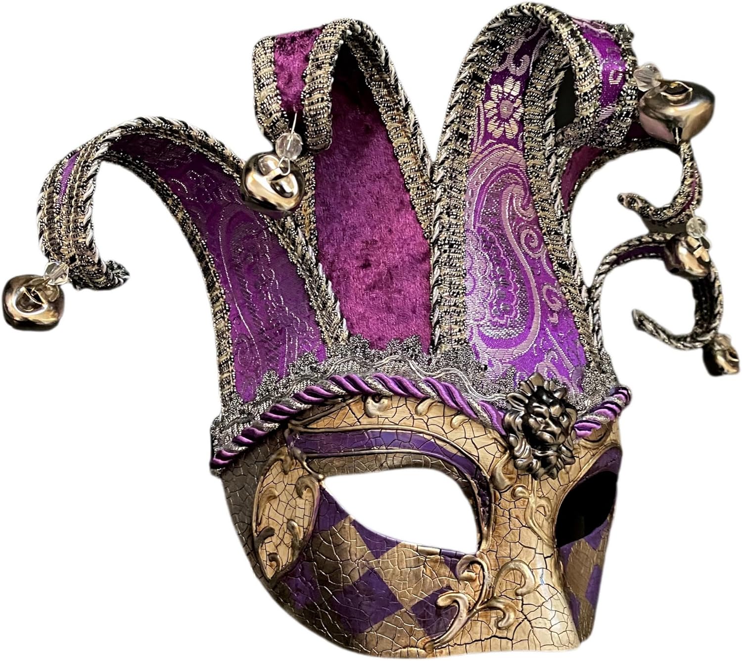 Unisex Mens Mardi Gras Vintage Harlequins Masquerade Jolly Jester Mask Cosplay Dance Birthday Carnival Party