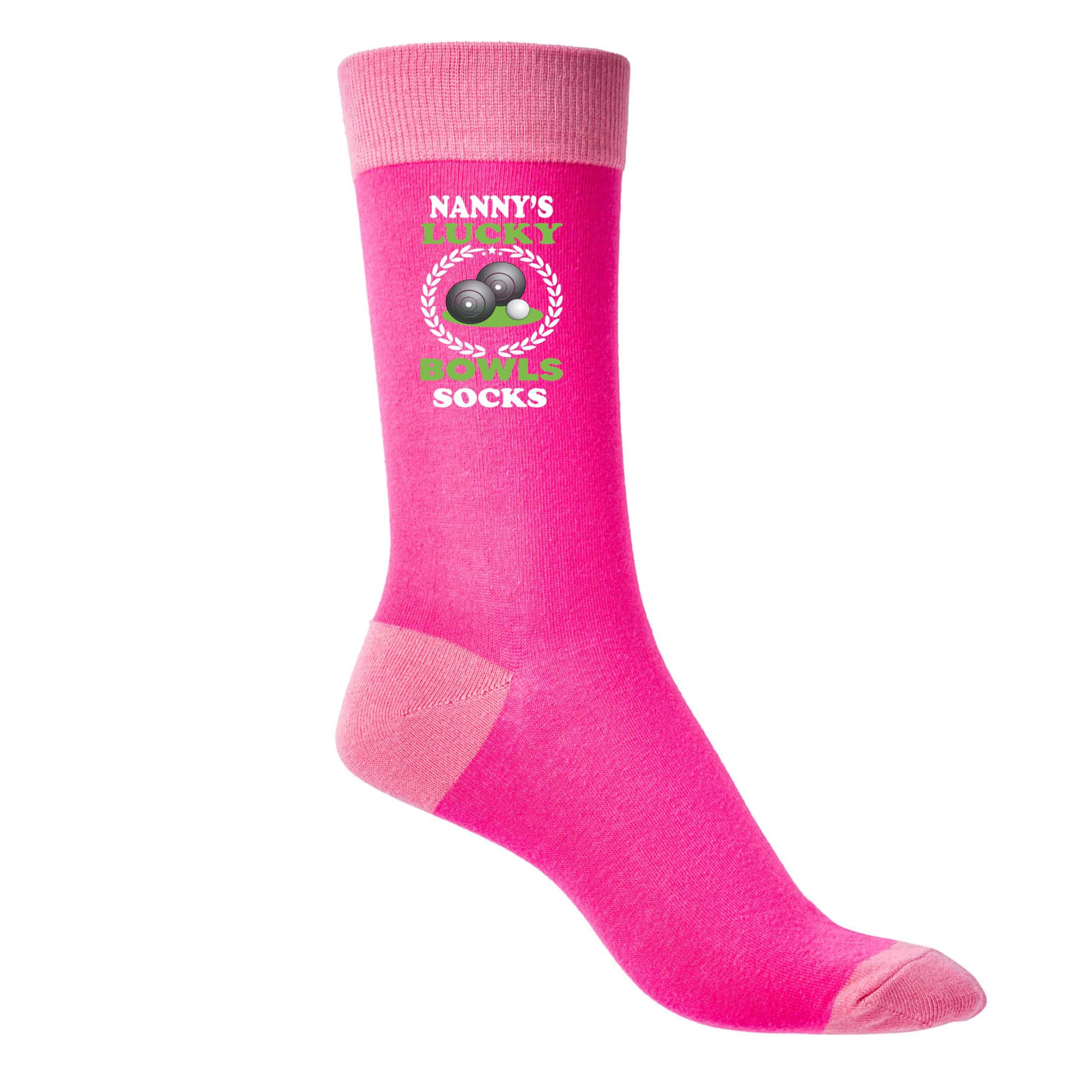 Print4U Nanny's Lucky Bowls Ladies Pink Socks Gift For Her Crown Green Birthday
