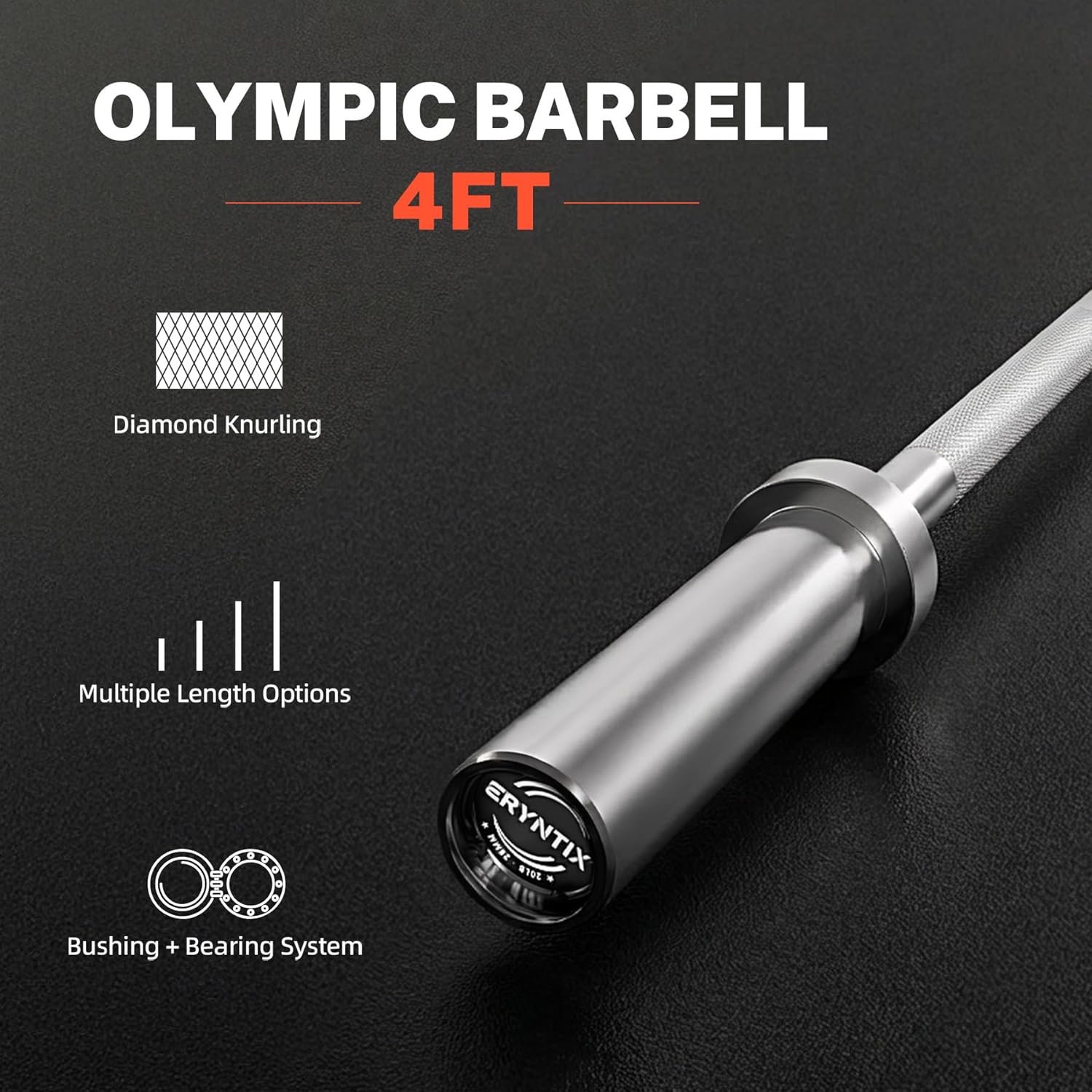 Olympic Barbell Bar Series, 2 Inch Weightlifting Bars, 4FT 6FT 7FT Straight & EZ Curl Options, 190K PSI Steel, Diamond Knurling, Smooth Rotation for Home & Gym Strength Training
