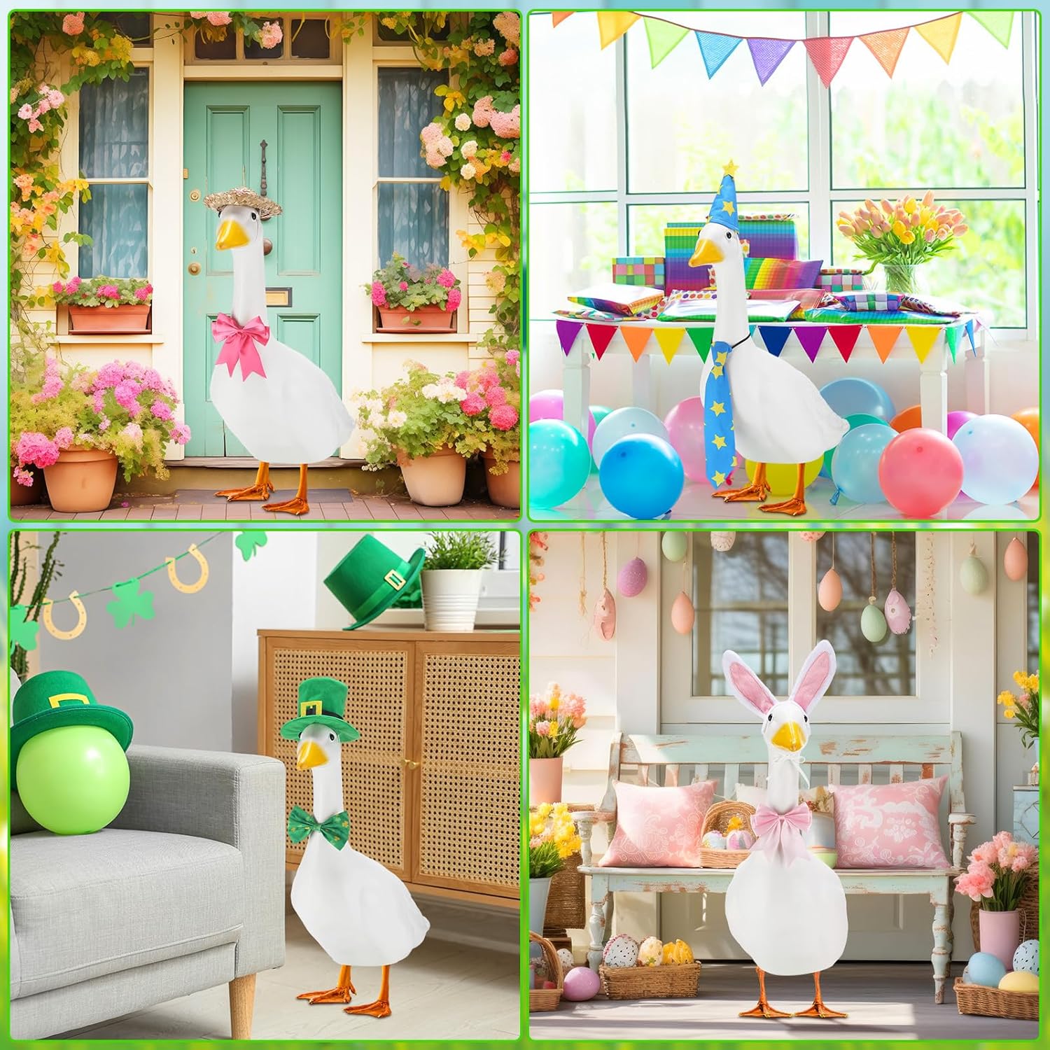 16 Set Holiday Porch Goose Outfit for 250th Anniversary Independence Day Memorial Spring Summer Season 17''/23'' Lawn Goose Clothe for Patio