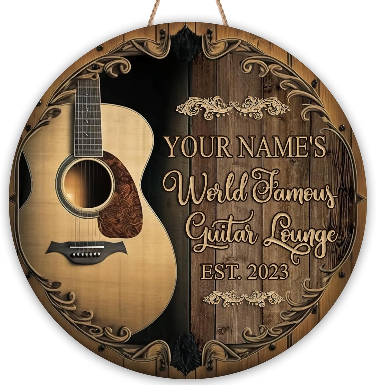 Artsy Woodsy Custom Music Room Recording Studio Wooden Sign, Wall Plaque Home Man Cave Music Studio Decor, Personalized Gifts For Music Lovers Guitarists, Musicians, Guitar Players (03)