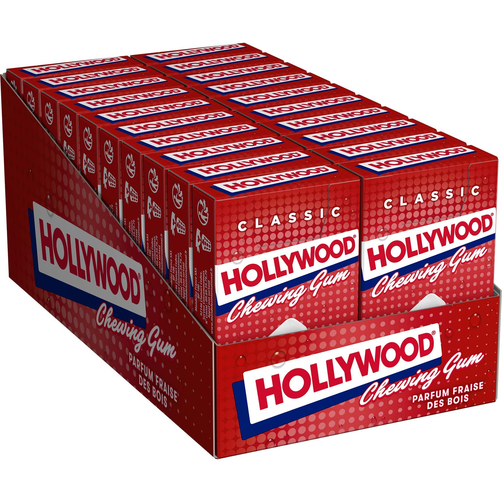 Hollywood Regular Dragées Fraise 28g (15 boites de 20)