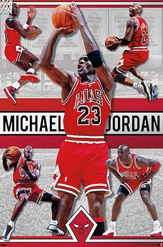 Trends International Michael Jordan-Collage - Póster de pared con licencia oficial, 22.375 x 34 pulgadas, versión premium sin marco