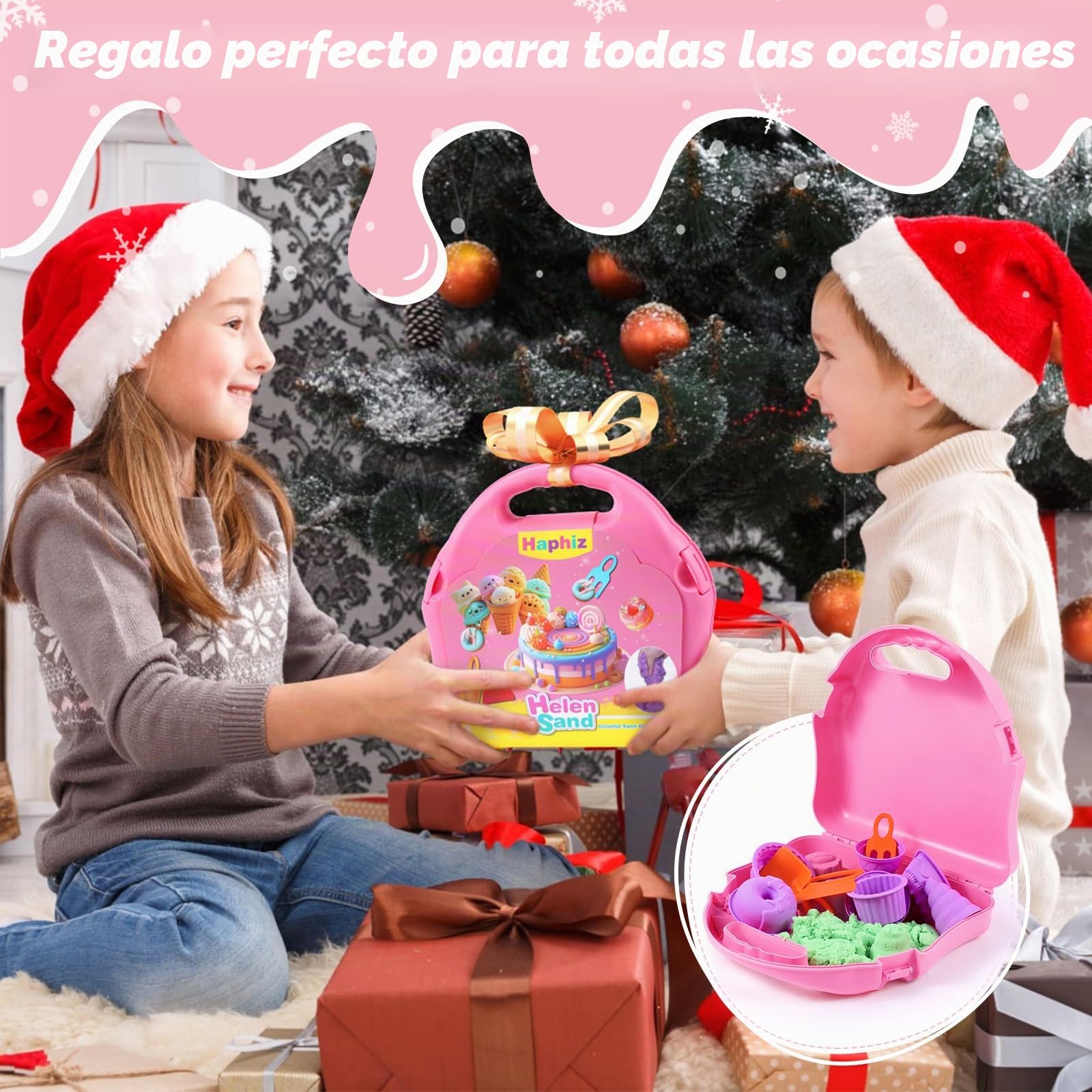 Magica Playa Arena para Niños 3 4 5 6 7 8 años Niños Niñas Juegos Arena Mágica Maleta - Tricolor