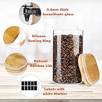 Vista 4 de Recipientes de almacenamiento de vidrio con tapas herméticas de bambú, juego de 5, tarros de vidrio de despensa con tapa, perfectos