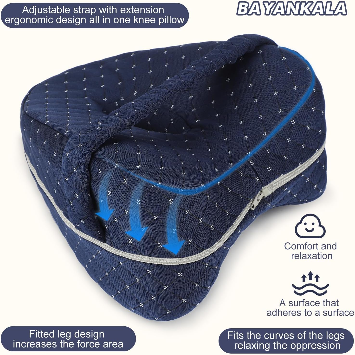Revoget Alignment Pillow for Side Sleepers, Relieve Leg Pain & Sciatica 2026 New Knee Pillow for Side Sleepers, Hips Buttocks Back Sciatica Relief Pillow with Adjustable Strap (Star Blue)