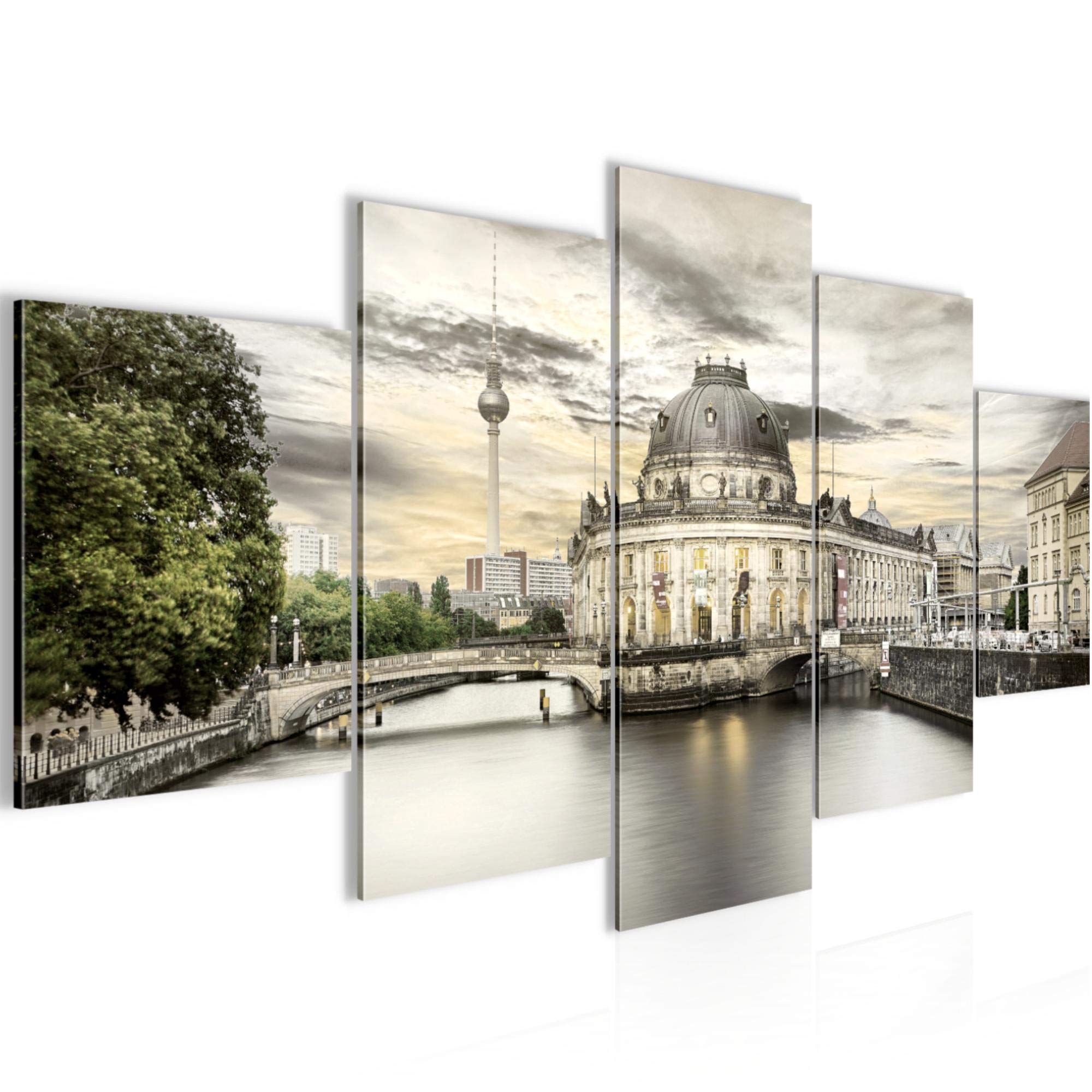 Runa Art - Photos berlin 200 X 100 cm 5 Piece XXL Wall Decoration Design Beige Sepia 036151b