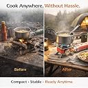 The Haven Hut Portable Camping Gas Stove for Travel with Carry Bag - Windproof, Foldable Mini Stove for Backpacking with Piezoelectric Ignition & Flame Control, Stainless Steel (Butane Gas, Red) gallery image