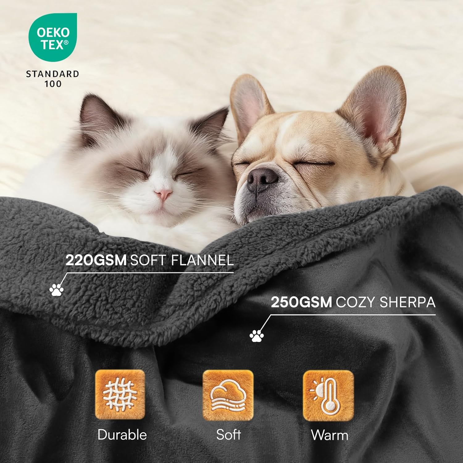 Waterproof Pet Blanket, Liquid Pee Proof Dog Blanket for Sofa Bed Couch, Reversible Sherpa Fleece Furniture Protector Cover for Small Medium Large Dogs Cats, Black Small(40" x 28") - Image 3