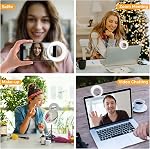 QIAYA Selfie Light Ring Lights LED Circle Light Cell Phone Laptop Camera Photography Video Lighting Clip On Rechargeable