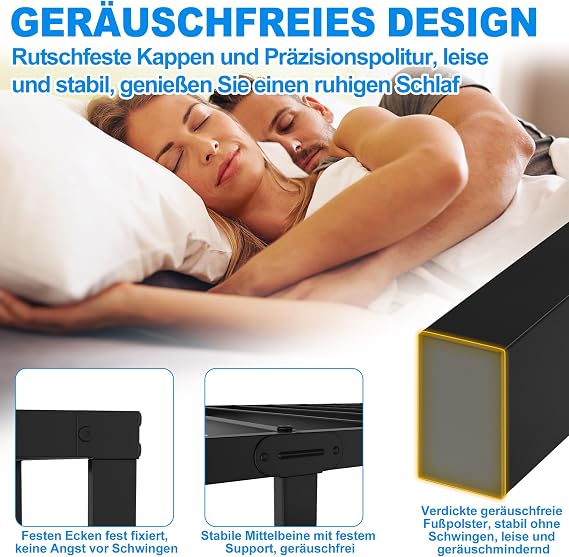 Metal Bed Frame as Sturdy Bed Frame and Modern Metal Bed Including Slatted Frames Practical Underbed Storage Space Easy Assembly and Durable Construction Single Bed 90 x 200 cm