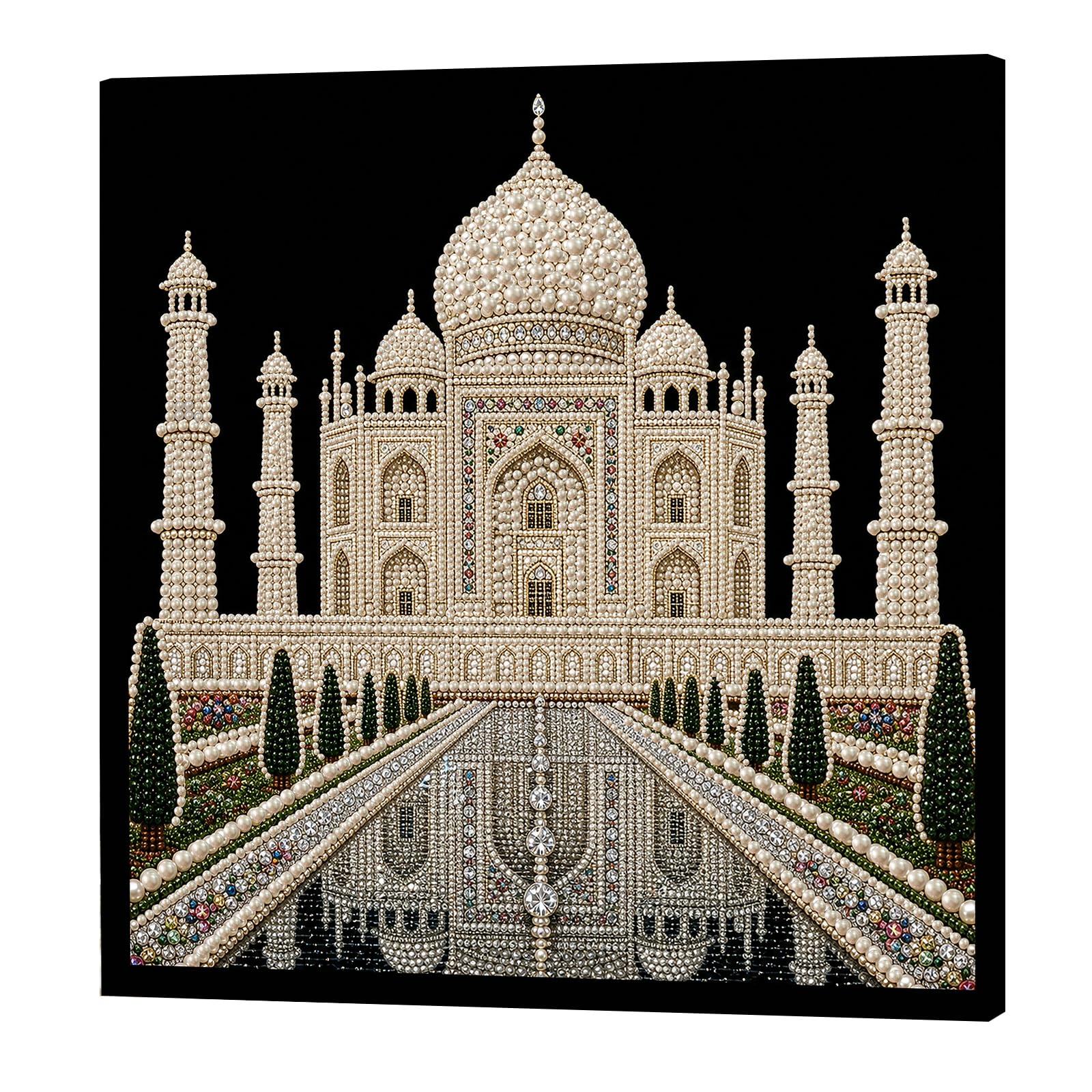 POETRYDRAW Taj Mahal DIY Pearl Painting Kit for Adults/Beginners Gift Home Wall Decor Pearl Gem Paintings Picture Arts Craft with Frame 30x30cm (Taj Mahal)