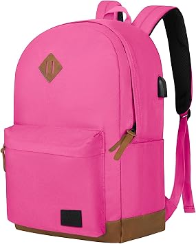 Backpack for Men Women,Travel Laptop Backpack, Water Resistant 17.3 Inch USB Charging Backpack, Large Capacity Work Commute Bag,Rose