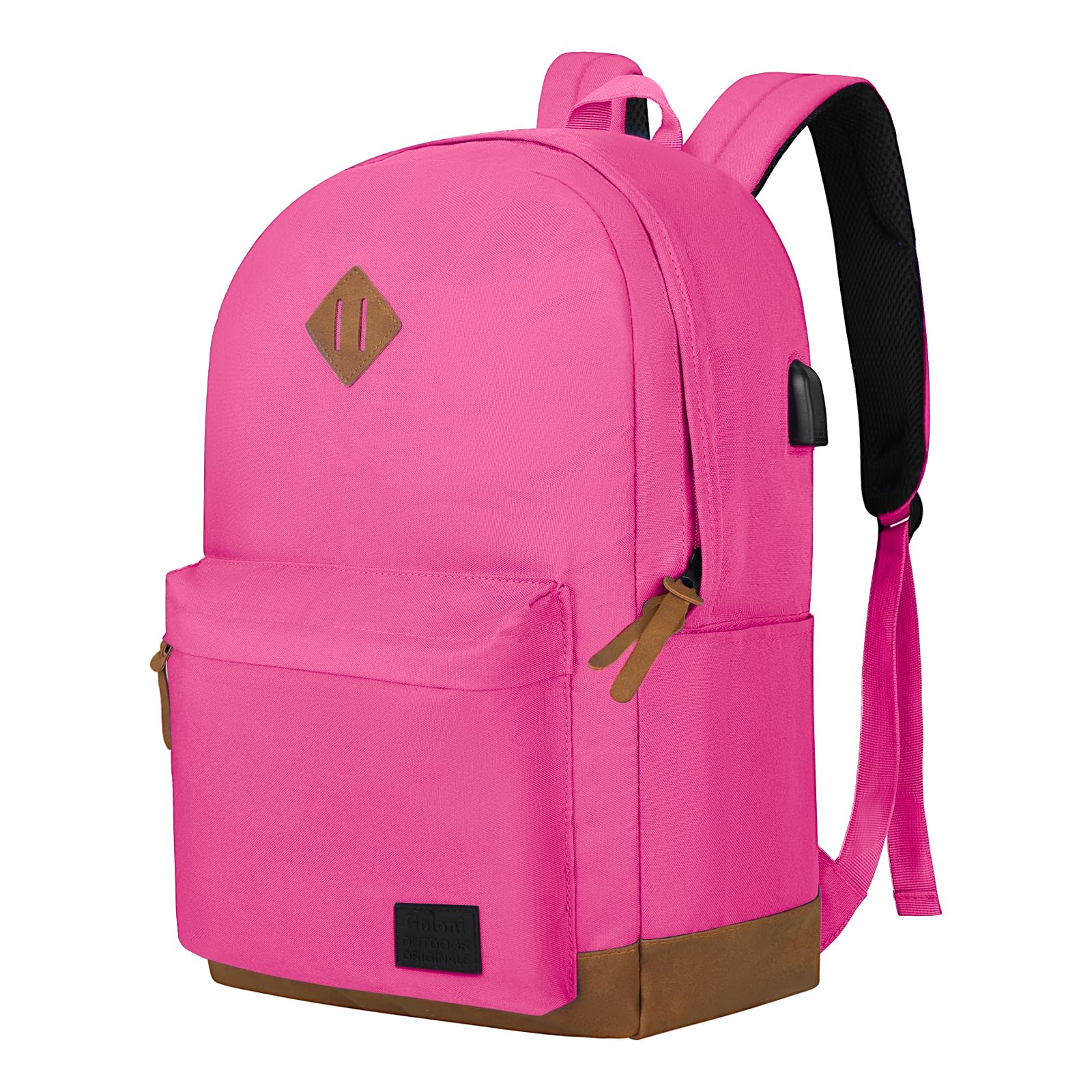 Goloni Backpack for Men Women,Travel Laptop Backpack, Water Resistant 17.3 Inch USB Charging Backpack, Large Capacity Work Commute Bag,Rose