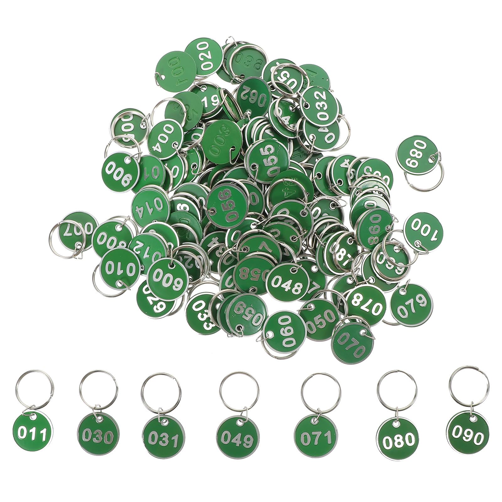 Étiquettes numérotées en métal vert 1-100 pour porte-clés multifonctions - 8