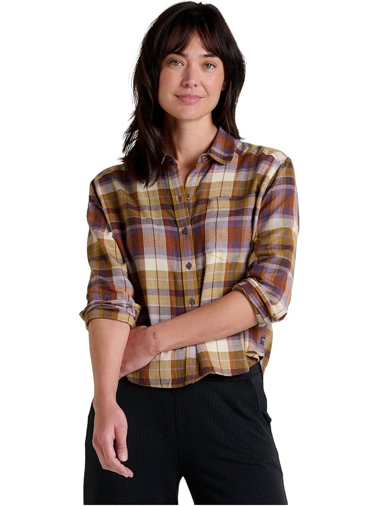 Brown Toad&Co Re-Form Flannel Boxy Long Sleeve Shirt