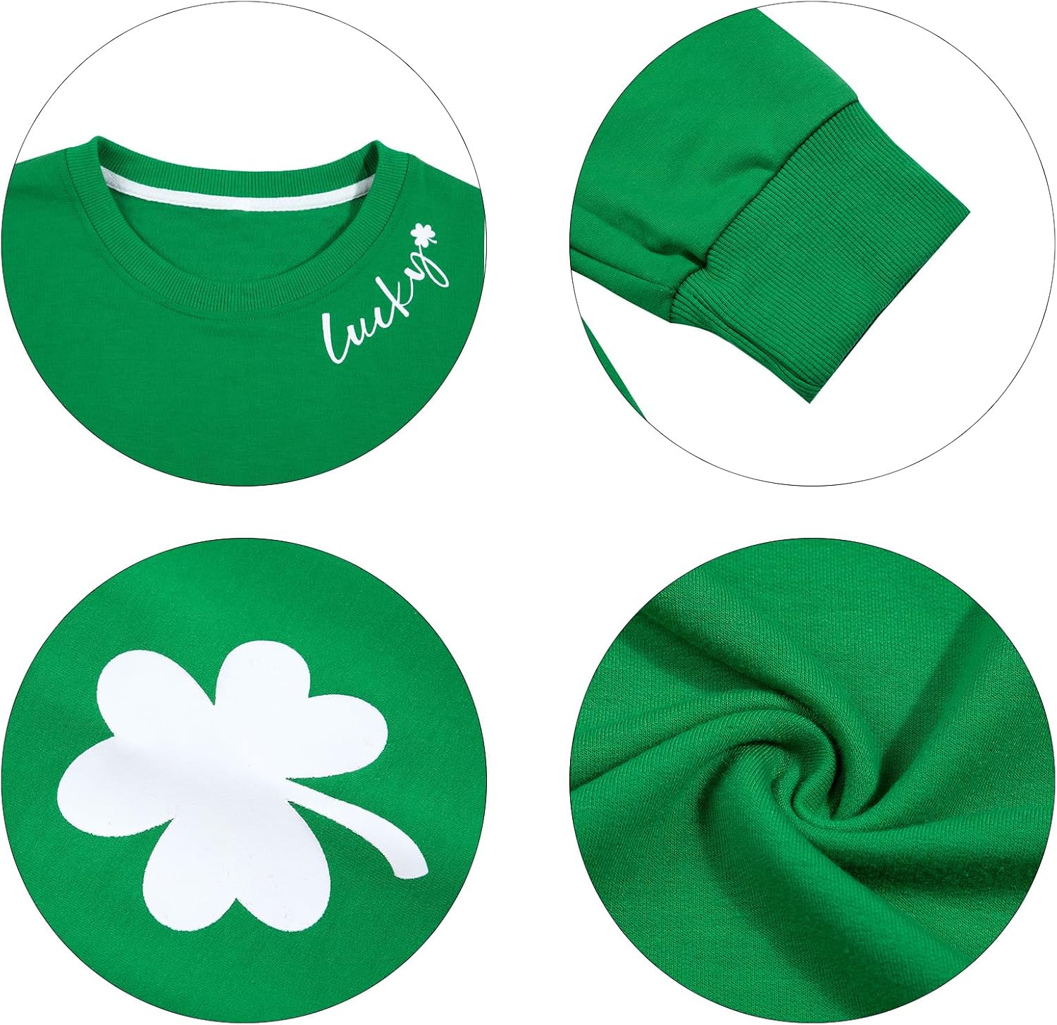 VILOVE Women St Patricks Day Sweatshirts Clover Sweater Irish Shamrock Pullover Long Sleeve Graphic Tops - Image 6