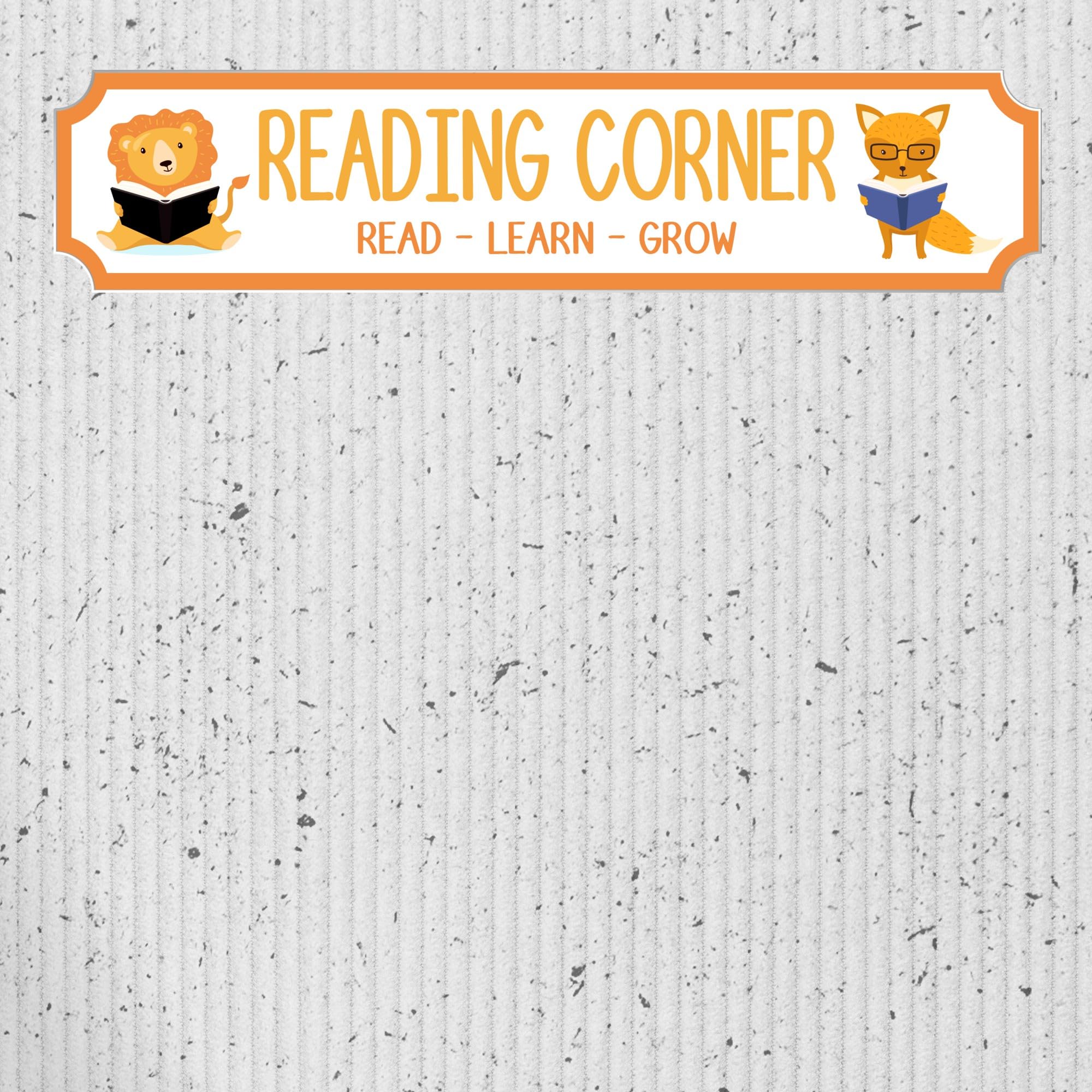 Reading Corner Personalised Street Sign Plaque - Custom Book Sign Gift for Kids, Adults, Nursery, Bedroom, Living Room Decor (Lion & Fox, Acrylic - Small - 290mm x 63mm)