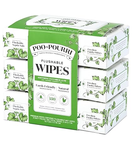 Poo~Pourri Flushable Wipes - Made with Plant Based Fibers, Aloe,