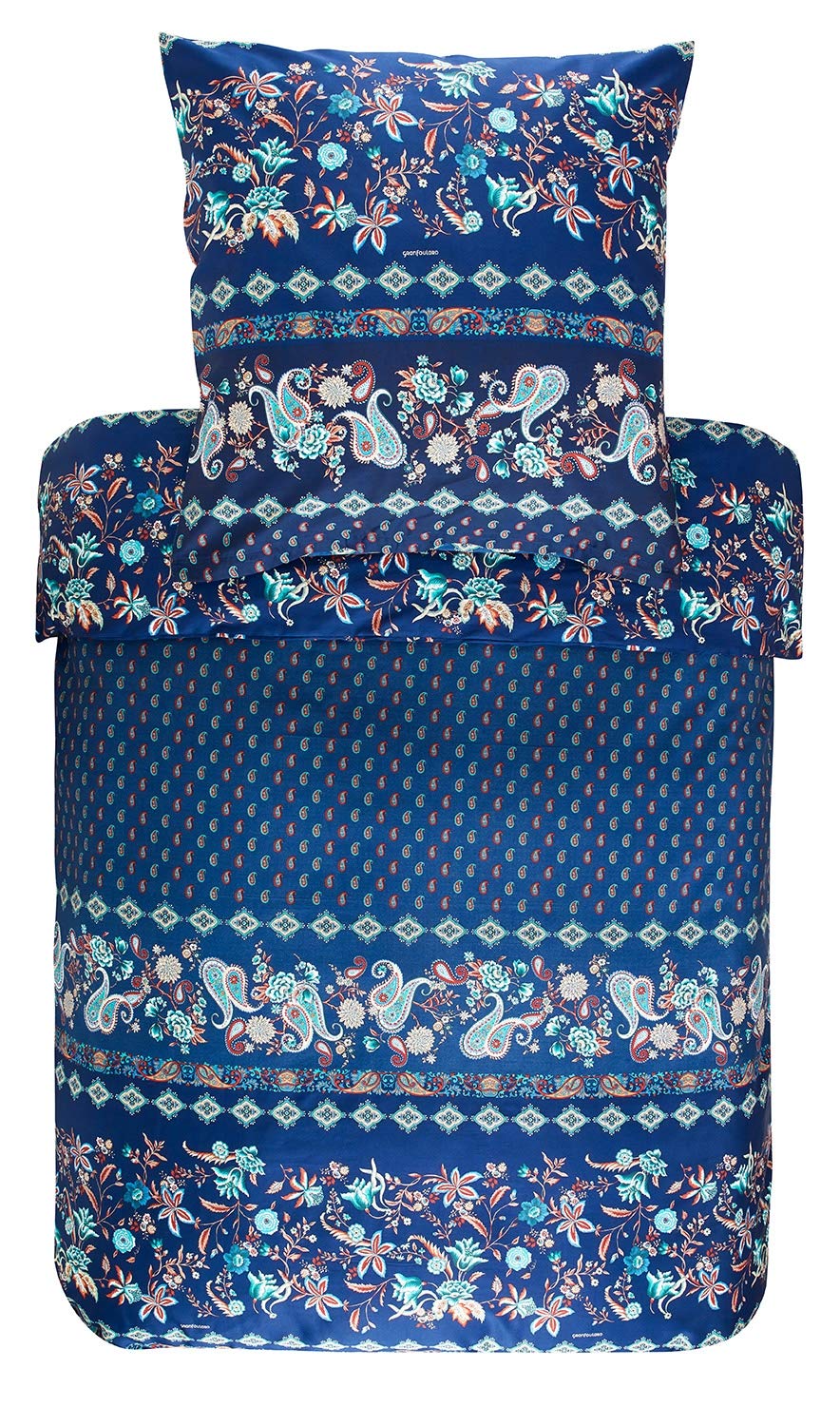 Bassetti Fabriano - Biancheria da letto in raso, 200 x 200 cm, colore: Blu : Bassetti