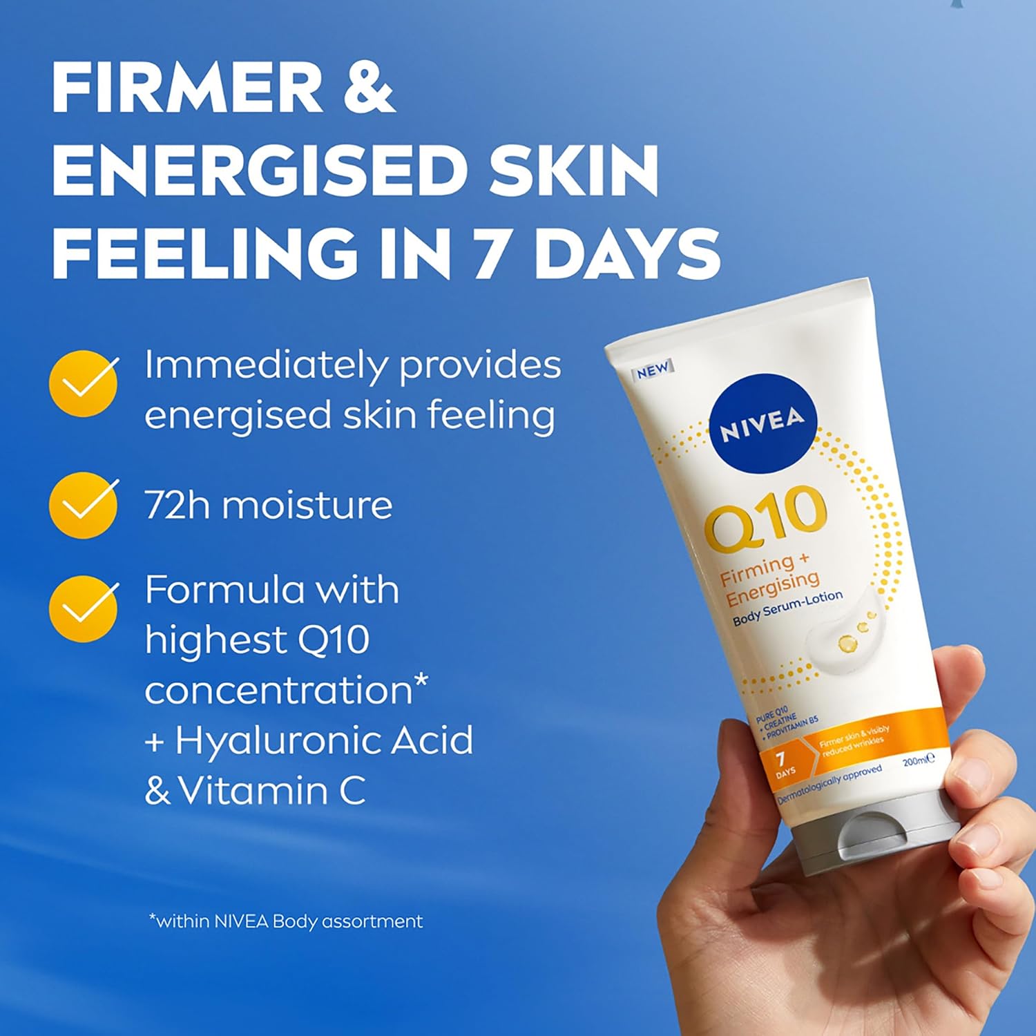 NIVEA Q10 Daily Care Body Serum Lotion with Coenzyme Q10, Vitamin C and Hyaluronic Acid, Lightweight Smooth-Feel Formula for Everyday Body Care, 200 ml / 6.76 Fl Oz