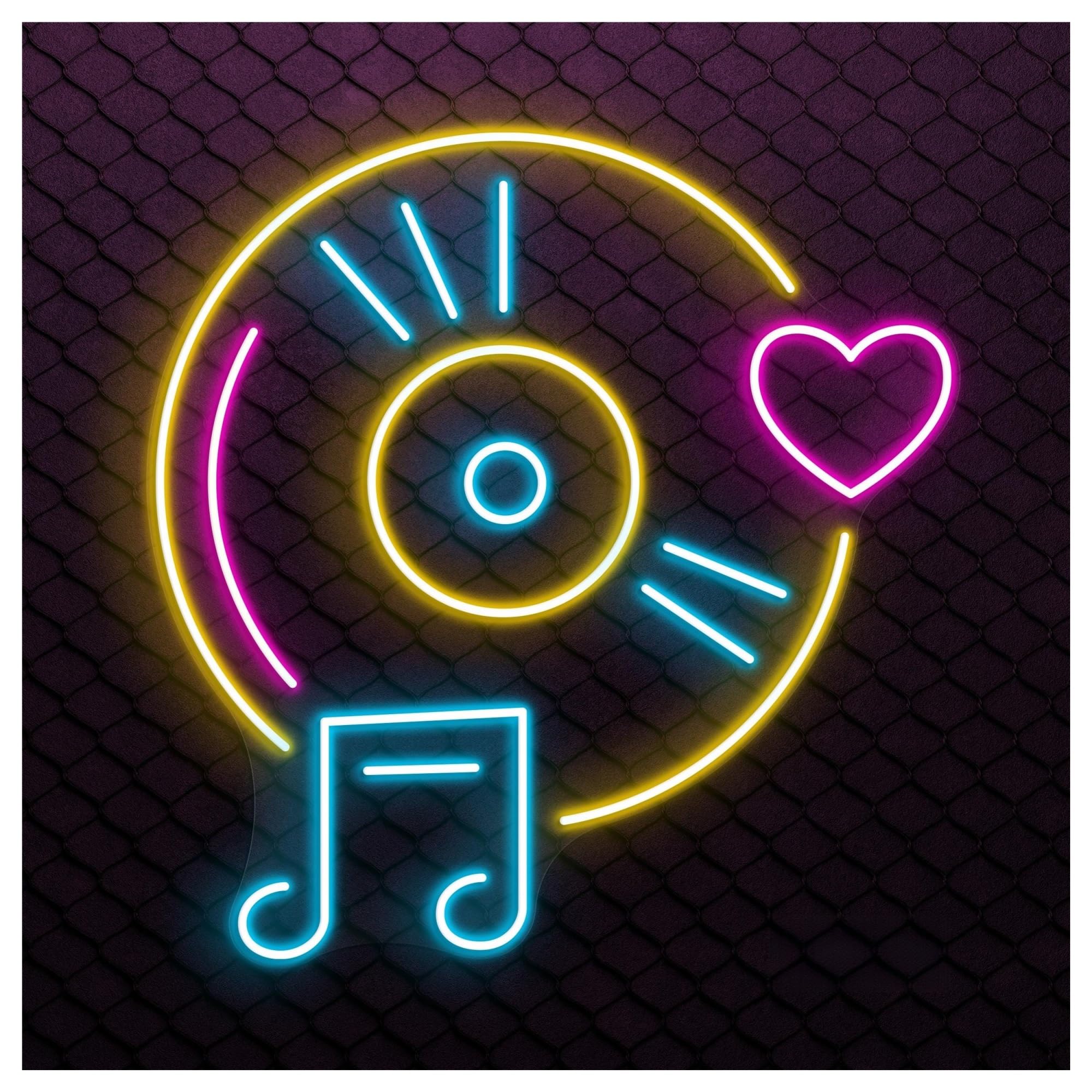 RONGCH Hanging Art Signs Music Record Neon Sign, Suitable for Bedroom Wall Decor with Brightness Adjustable 50cm