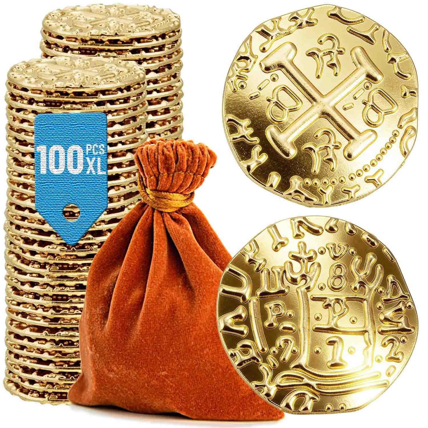 Amazon.com: Metal Pirate Coins – 100 PCS Gold Spanish Doubloon