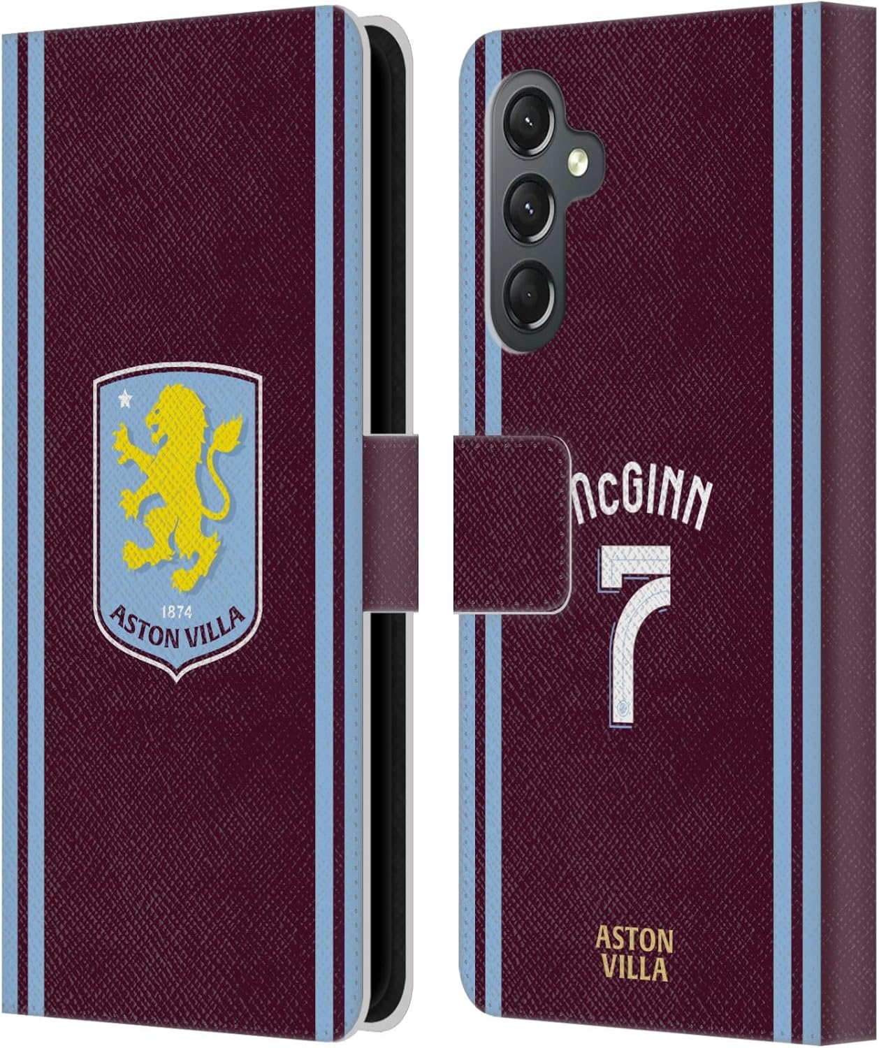 Head Case Designs Officially Licensed Aston Villa Football Club John McGinn 2024/25 Crest Player Kit Leather Book Wallet Case Cover Compatible with Samsung Galaxy A25 5G