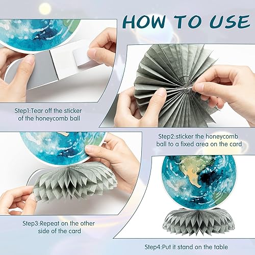 Miniatura 3 de 12 piezas de primer viaje alrededor del sol, letrero de una letra, fiesta, panal, centro de mesa, espacio exterior, decoración de mesa de primer