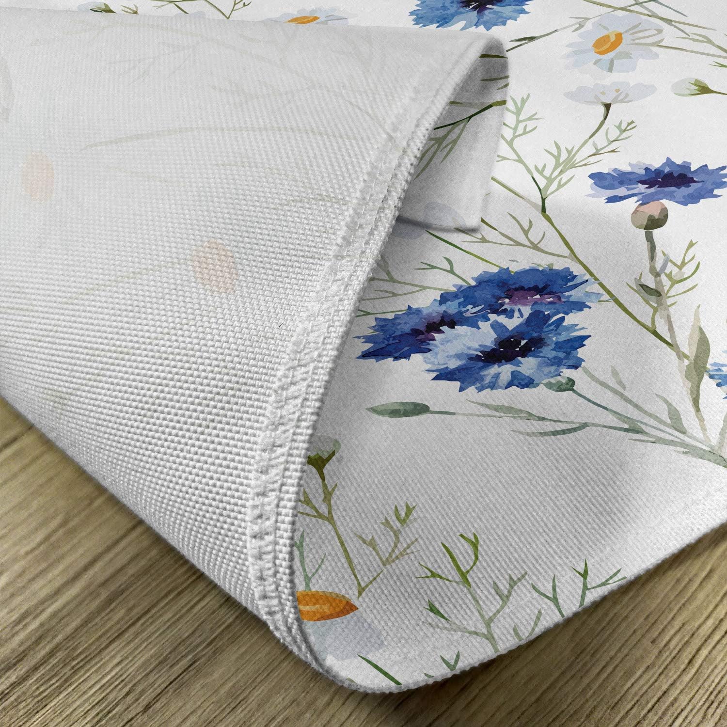 Lunarable Watercolor Flower Place Mats Set of 4, Wildflowers and Cornflowers Daisies Blooms Flower Buds Art, Washable Fabric Placemats for Dining Table, Standard Size, Green Marigold