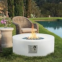 Vista 6 de ECOTOUGE Hoguera redonda de propano, mesa de hoguera de gas para exteriores de 30 pulgadas, mesa de fuego de acero con encendido automático