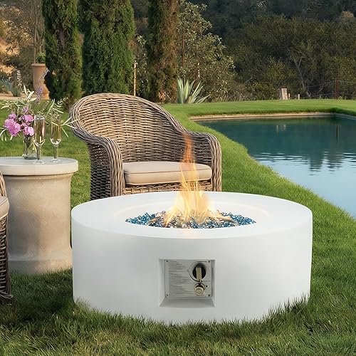 Miniatura 6 de ECOTOUGE Fogata redonda de propano, mesa de fuego de gas para exteriores de 30 pulgadas, mesa de acero con encendido automático de 50,000 BTU,