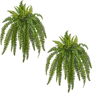 Nearly Natural 40" Artificial Boston Fern, with 50 Long Hanging 35" Fronds, Large Hanging Fake Plant Faux Fern Vines That Look Real for Home and Office Decor
