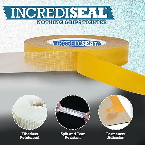 Vista 20 de IncrediSeal Cinta de montaje de filamento reforzado de fibra de vidrio bidireccional de doble cara de 3 pulgadas, 36 yardas, 9.0 mil, industrial