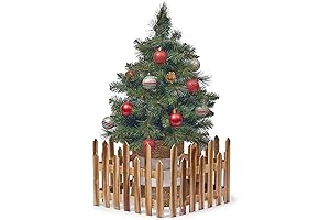 Okuna Outpost Mini Wooden Picket Fence for Babies Safety Christmas Tree Barrier