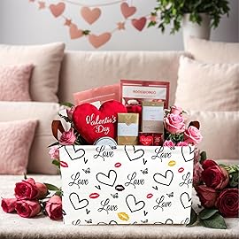 ASKETAM Valentine\'s Day Basket Gift for Empty Cute Heart Large Storage Bin for Kid and Baby Room Dcor (Lips Love)