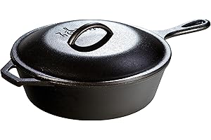 Signature Lodge Cast Iron 3 Quart Pre-Seasoned Cast Iron Deep Skillet with Lid