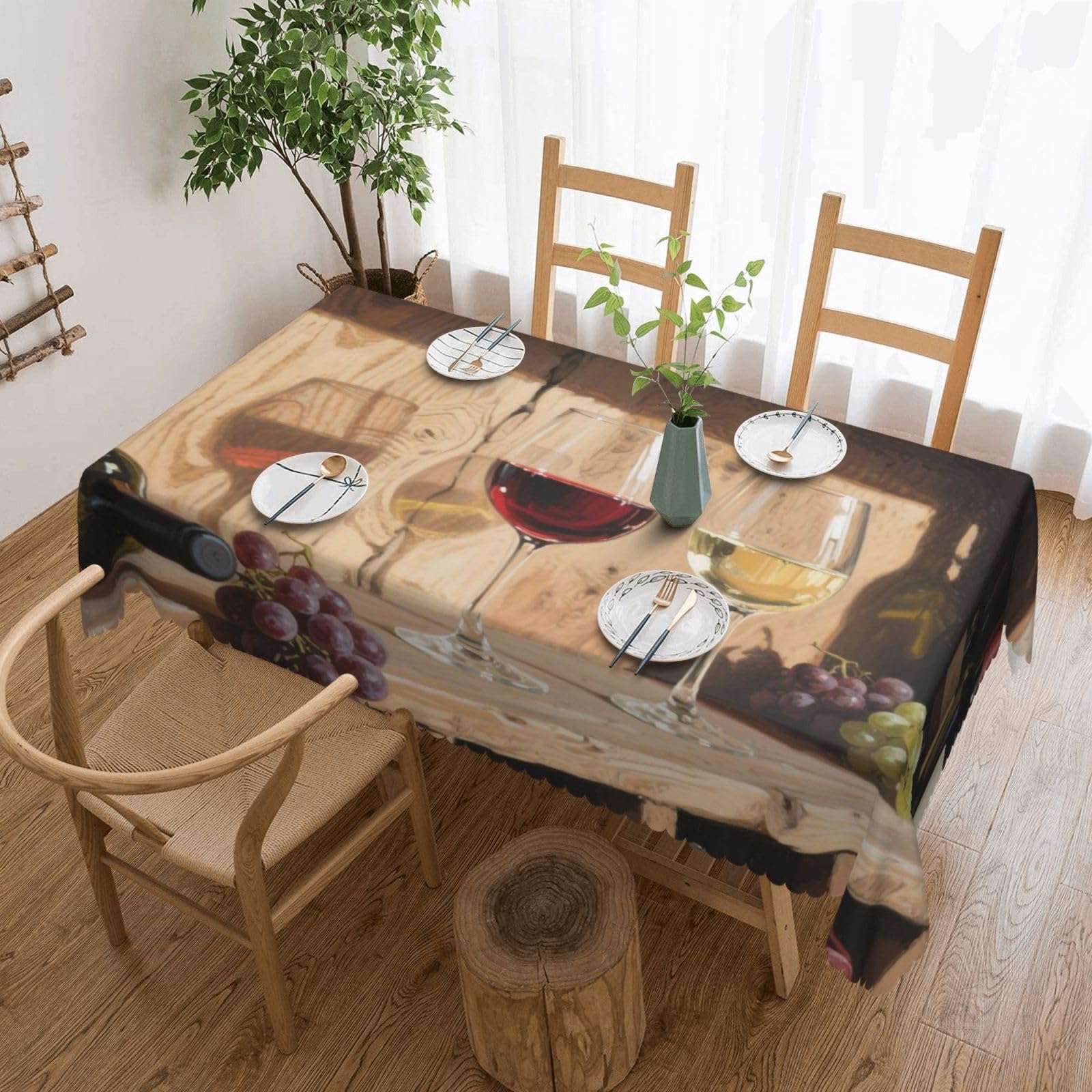 Nappe verres à vin rouge blanc 137x183cm : nappe anti-tache de décoration table