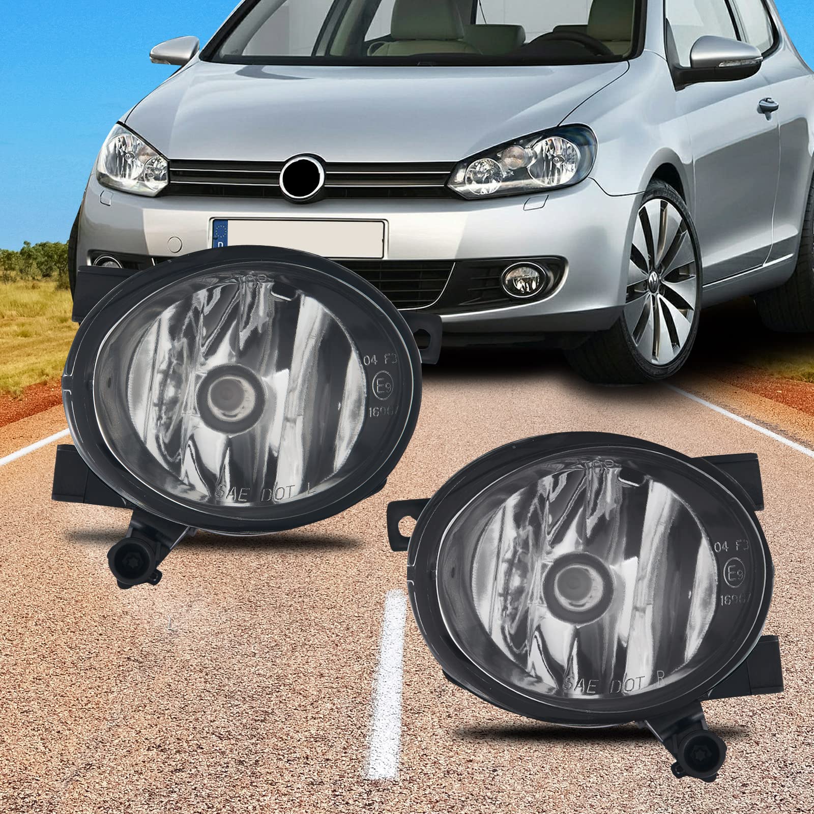 Światła przeciwmgielne do VW Golf VI Cabriolet (517)11-16 (5K1/AJ5) 08-13 Golf Plus (5M1/521) W górę! 16-UP Beetle (5C1/5C7)11-UP R-LINE Caddy III (2K)1-15 Eos (1F7) 10-15 SEAT Alhambra(710) 10-UP